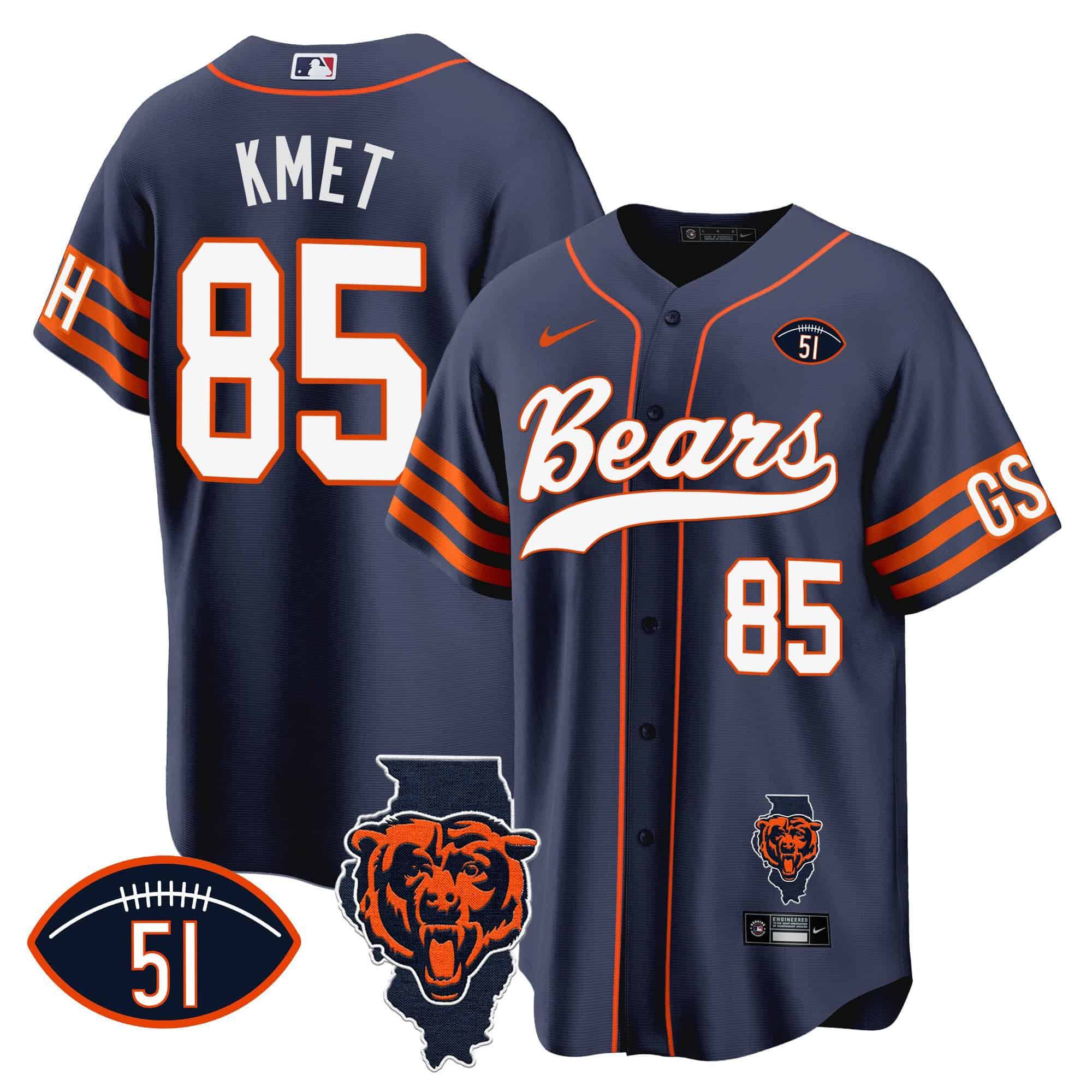 Men Chicago Bears #85 Kmet Blue 2024 Nike Patch Baseball NFL Jersey style 1->indianapolis colts->NFL Jersey